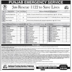 Rescue 1122 New jobs 2018