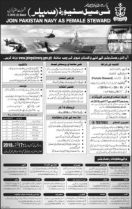 Join Pakistan Navy as Female Steward