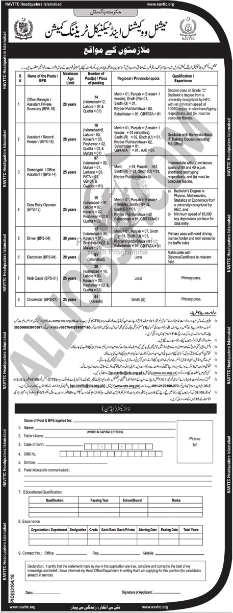 NAVTTC Jobs 2019