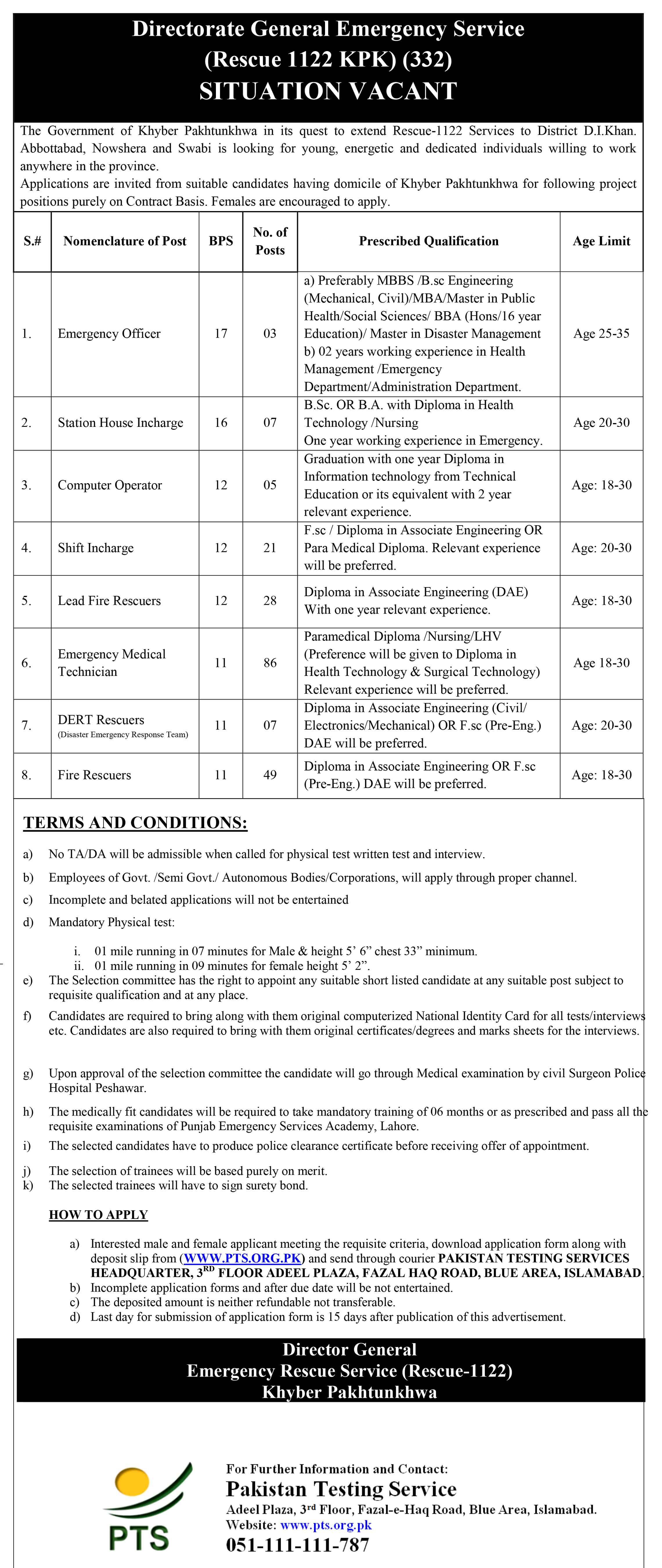 Rescue 1122 KPK Jobs