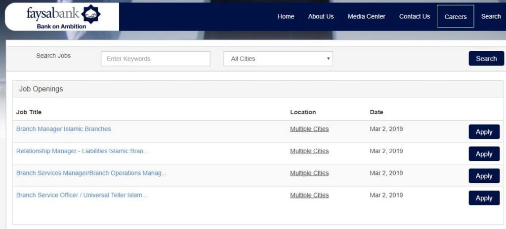Faysal Bank Jobs 2019
