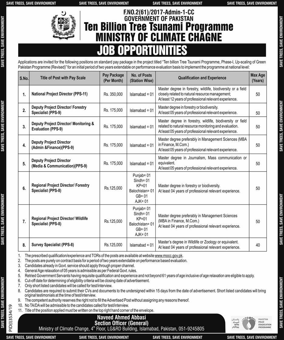 Ministry of Climate Change Jobs