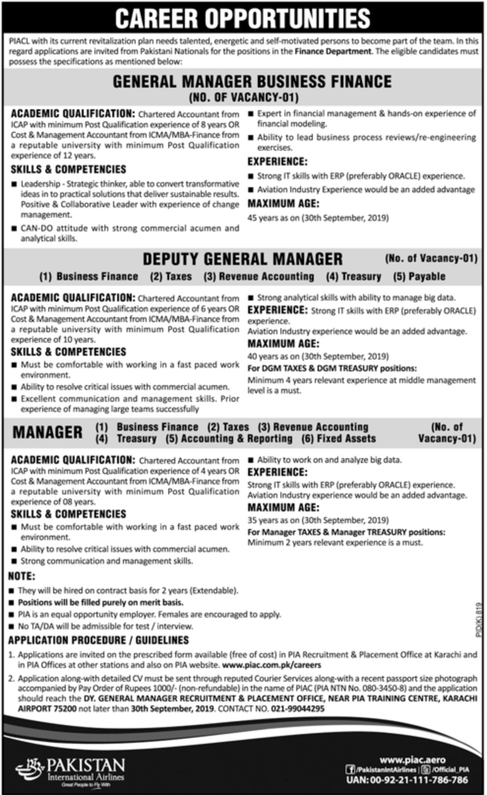 Pakistan International Airlines Jobs