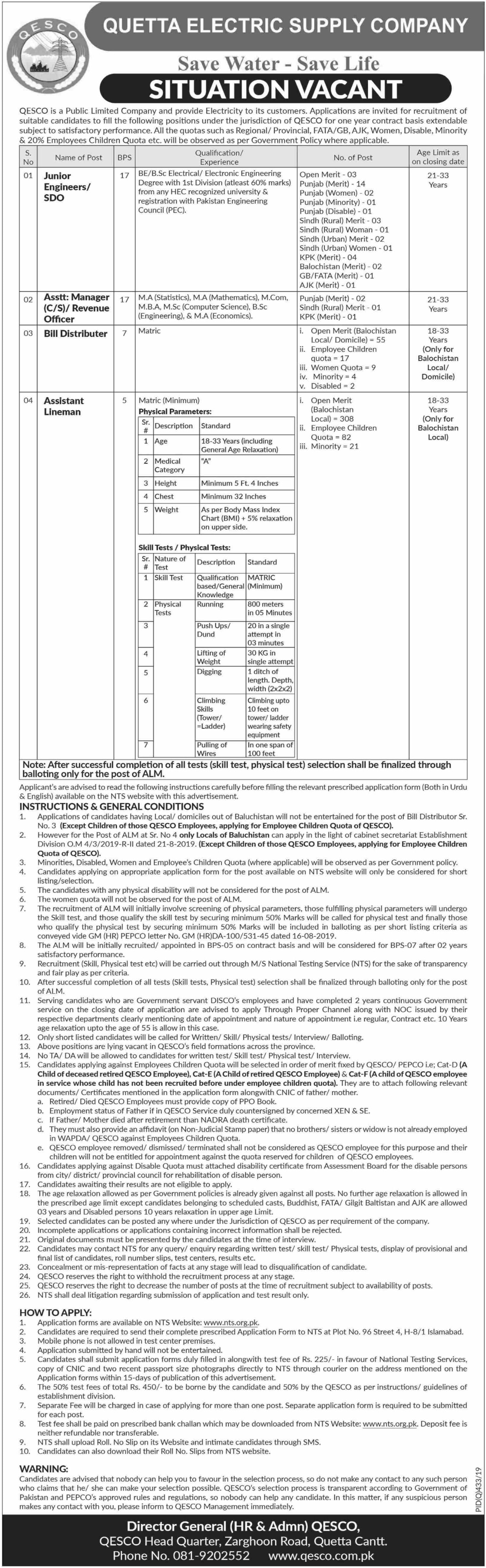 QESCO WAPDA Jobs