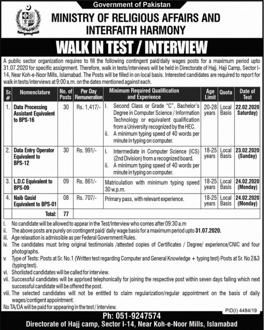 Ministry of Religious Affairs jobs