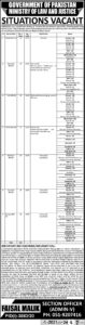 Ministry of Law and Justice Pakistan Jobs 2021 Latest Advertisement