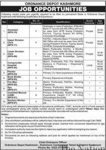 Pakistan Army Ordnance Depot Jobs 2021 Kashmore