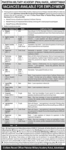 Pakistan Military Academy PMA Jobs 2020 Kakul Abbottabad