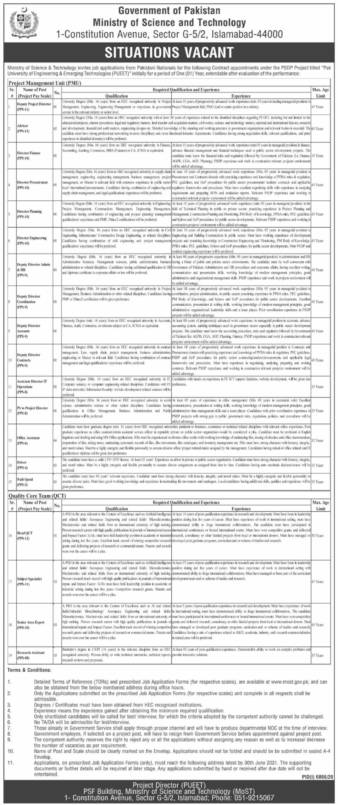 Ministry of Science and Technology Jobs