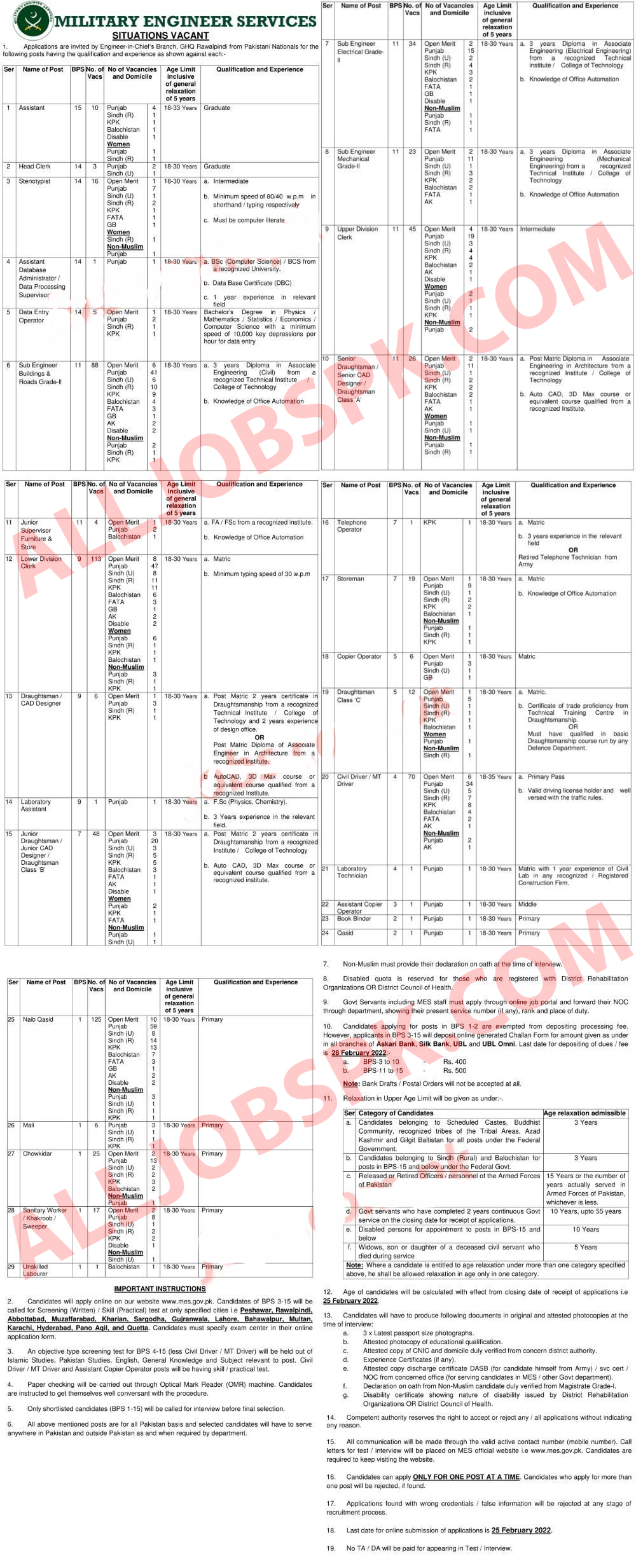 MES Military Engineer Services Jobs